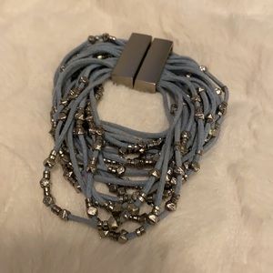 Light blue faux leather beaded Bracelet